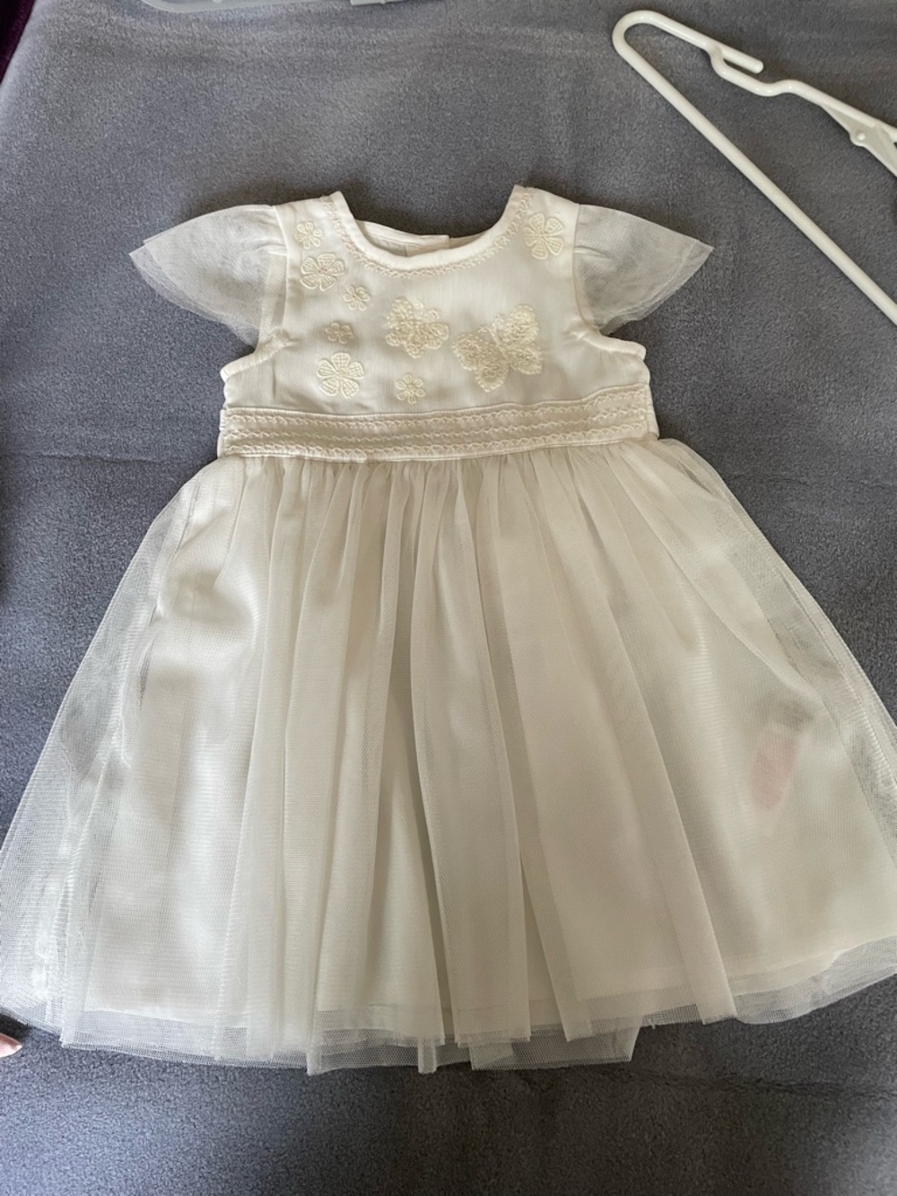 Monsoon Cream Tulle Flower Appliqué Formal Dress